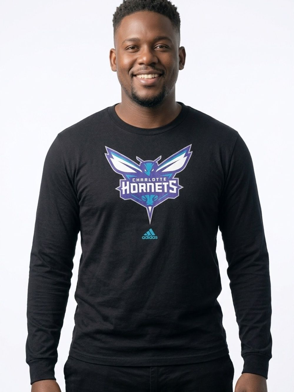 ADIDAS | Black Charlotte Hornets NBA Long Sleeve Tee Men’s Size X-Large